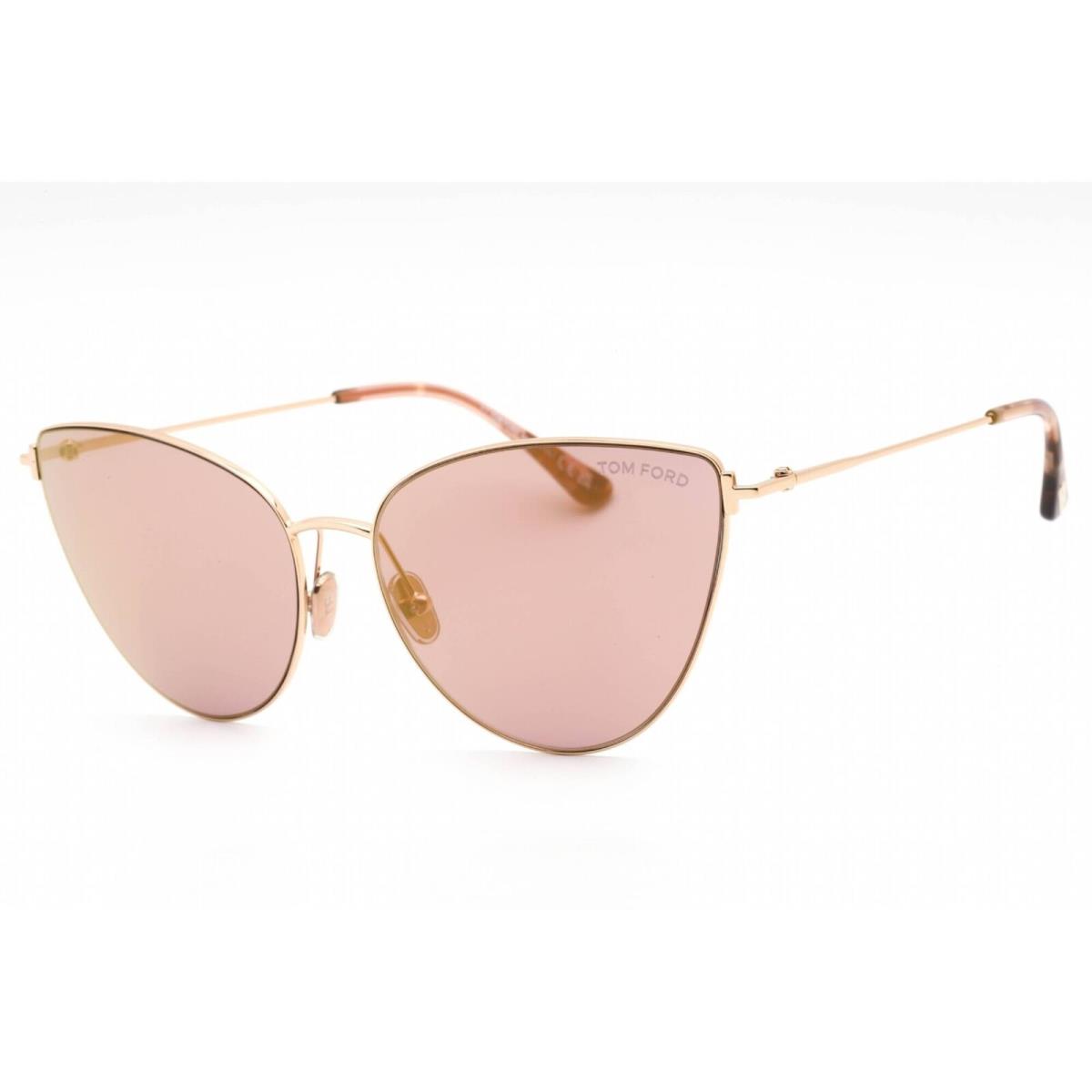 Tom Ford Women`s Sunglasses Shiny Rose Gold Full Rim Cat Eye Frame FT1005 28Z