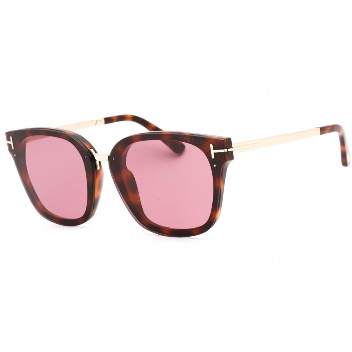 Tom Ford FT1014 52Y Sunglasses Shiny Dark Havana Frame Pink Lenses 68 Mm