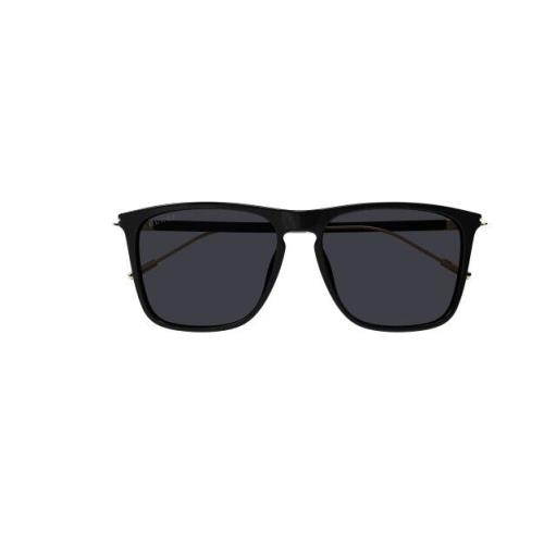 Gucci GG 1269S 001 Black-gold/grey Rectangular Men`s Sunglasses