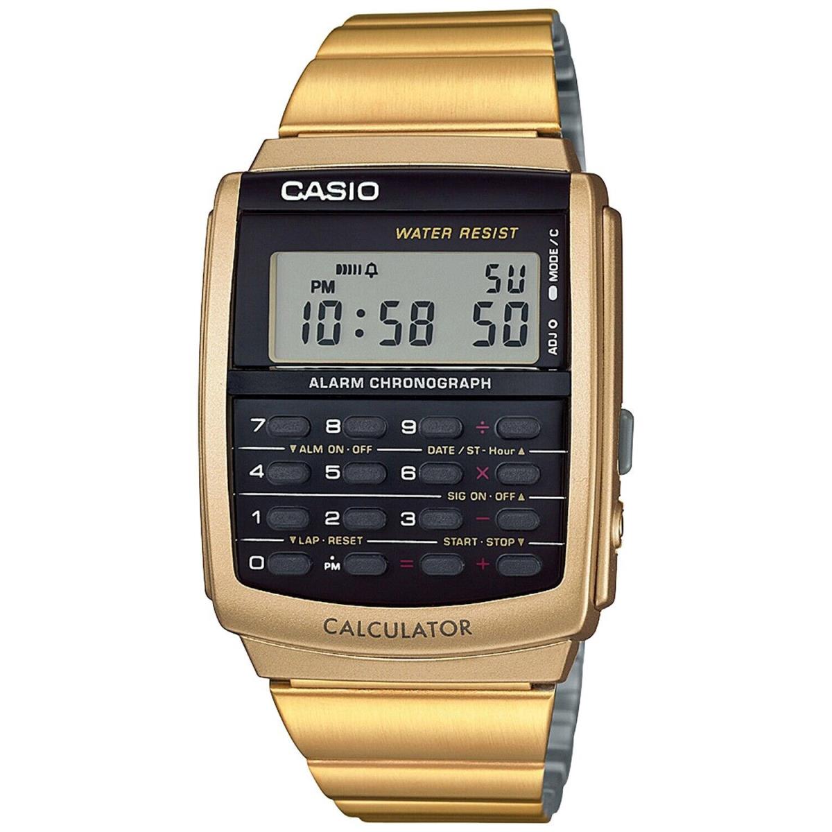 Casio CA506G-9AVT Men`s Vintage Gold Tone Alarm Chronograph Calculator Watch