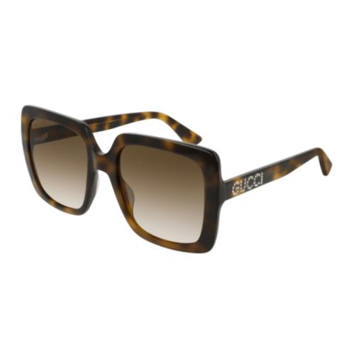 Gucci GG0418S 003 Havana/brown Gradient Square Women`s Sunglasses