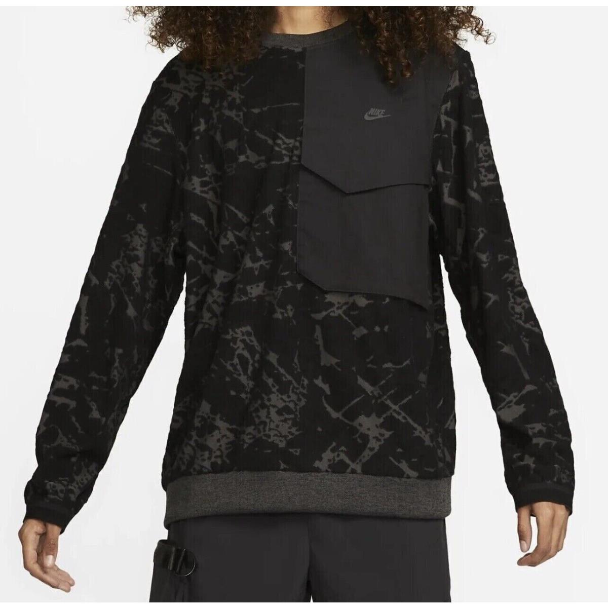 Men`s M Nike Sportswear Dri-fit Adv Tech Pack Crew Sweatshirt Black DM5507