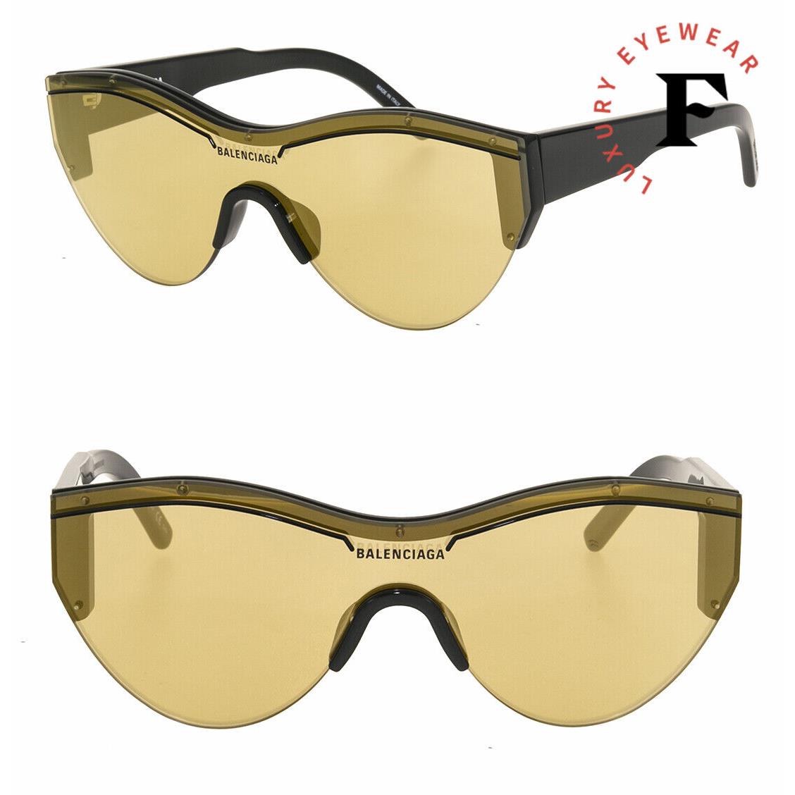 Balenciaga Ski 0004 Black Gold Shield Mask Fashion Sunglasses BB0004S Unisex