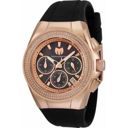 Technomarine Women`s Watch Cruise Diva Pave Black and Rose Gold Dial TM-120043