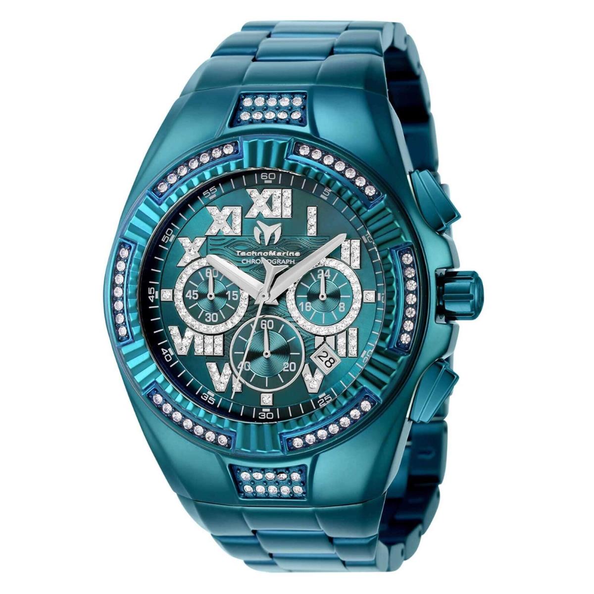 Technomarine Men`s Watch Cruise Chrono Crystal Green Dial Bracelet TM-121233