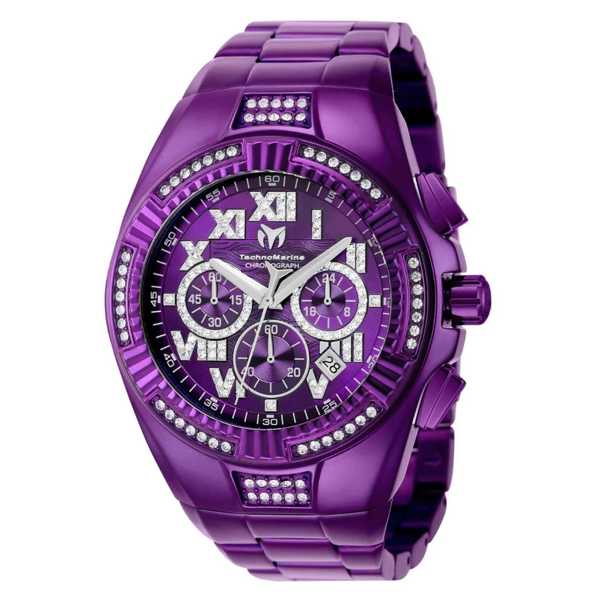 Technomarine Men`s Watch Cruise Chrono Crystal Purple Dial Bracelet TM-121231