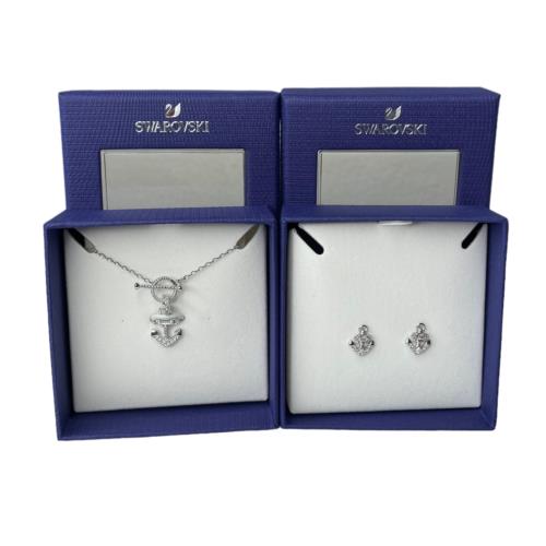 Swarovski Travel Exclusive Anchor Rhodium Plated Necklace and Earrings