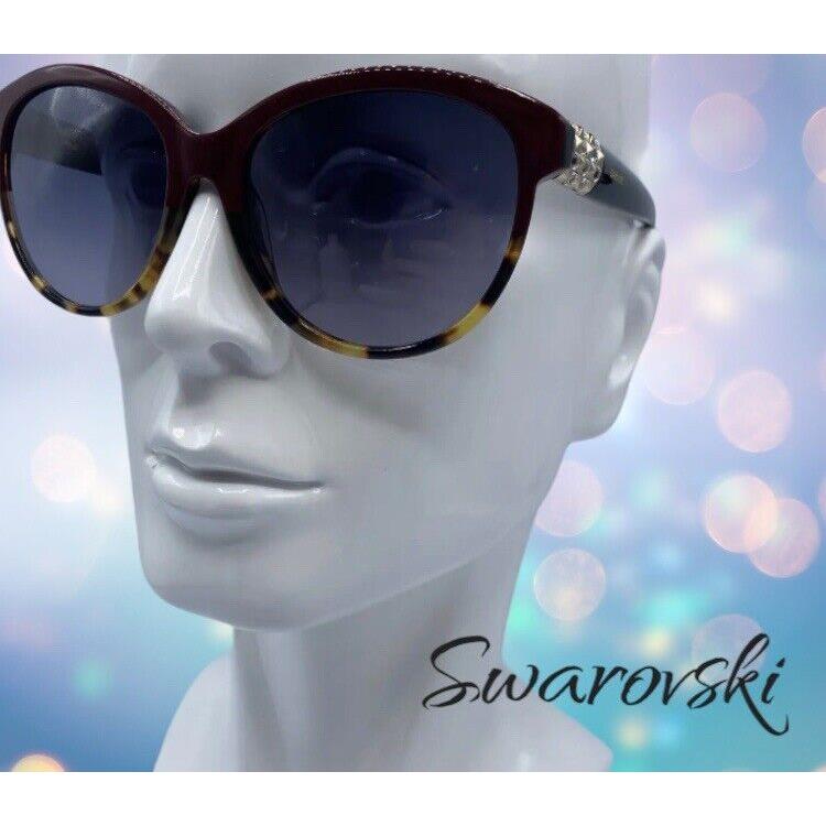 Swarovski Womens Bling Oversize Sunglasses Burgundy/tort Square Gradient 57mm