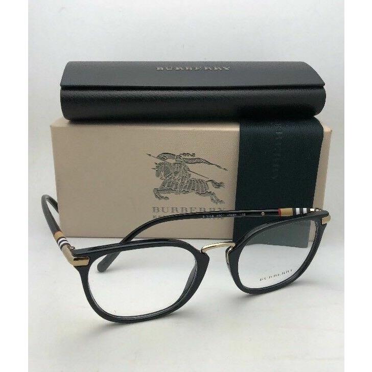 Burberry Eyeglasses B 2269 3001 52 21 140 Black Frames with Plaid Design Fash Brands