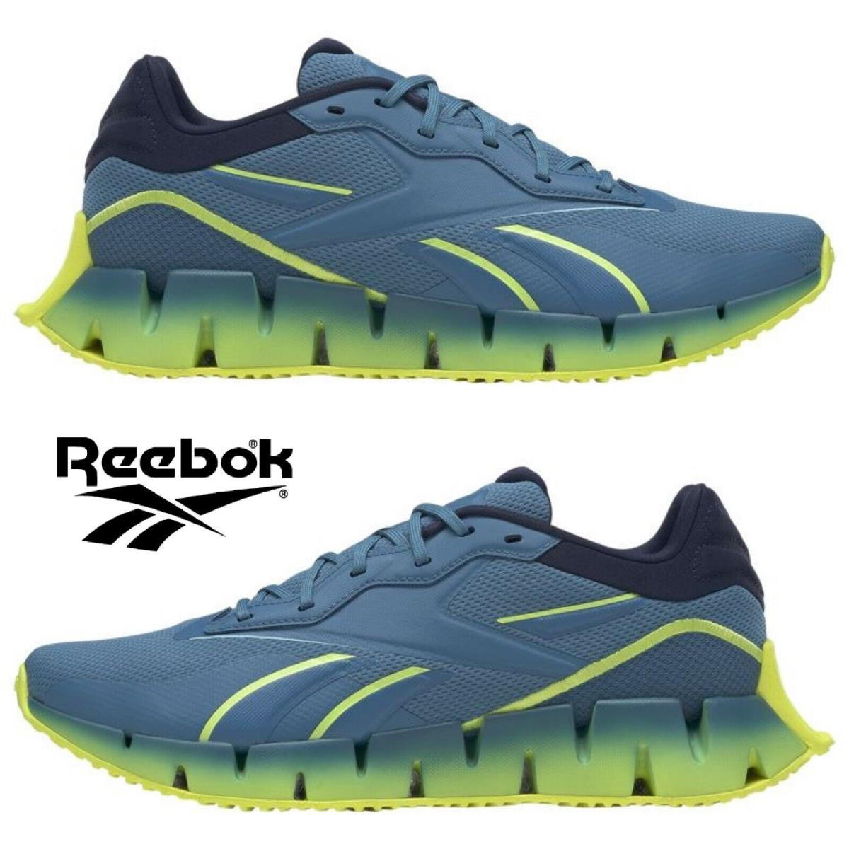 Reebok Zig Dynamica 4 Men`s Sneakers Lightweight Hiking Walking Running Shoes - Blue , Steely Blue/Solar Acid Yellow/Vector Navy Manufacturer