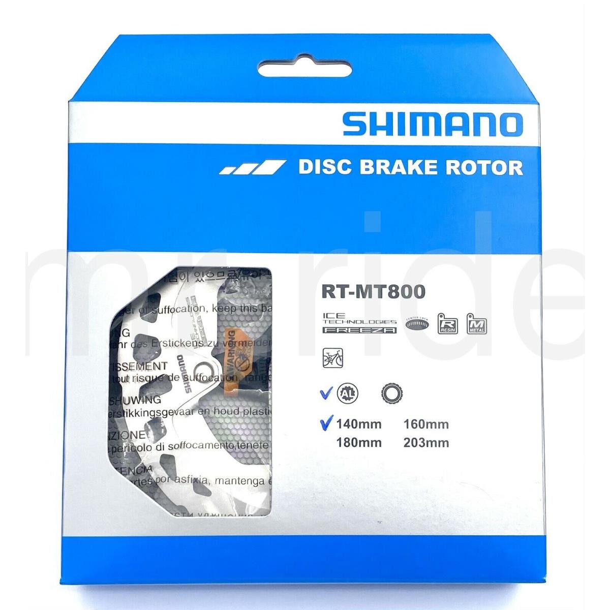 Shimano Deore XT Disc Brake Rotor RT-MT800 140mm Center Lock Ice Tech Freeza