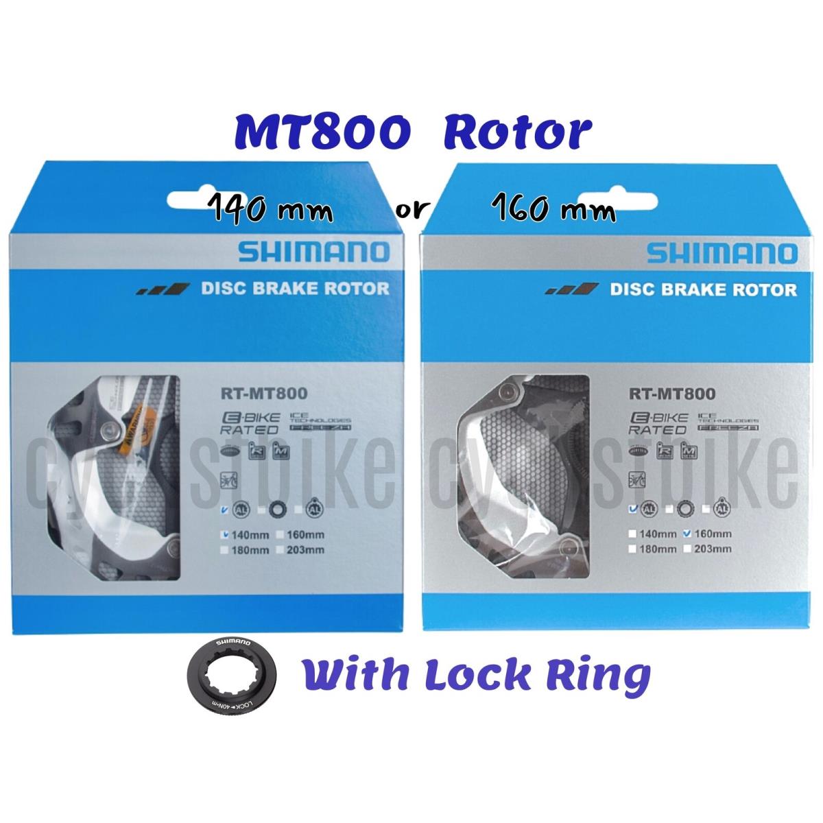 1pc Shimano RT-MT800 Disc Brake Center Lock Rotor 140mm or 160mm W/lockring