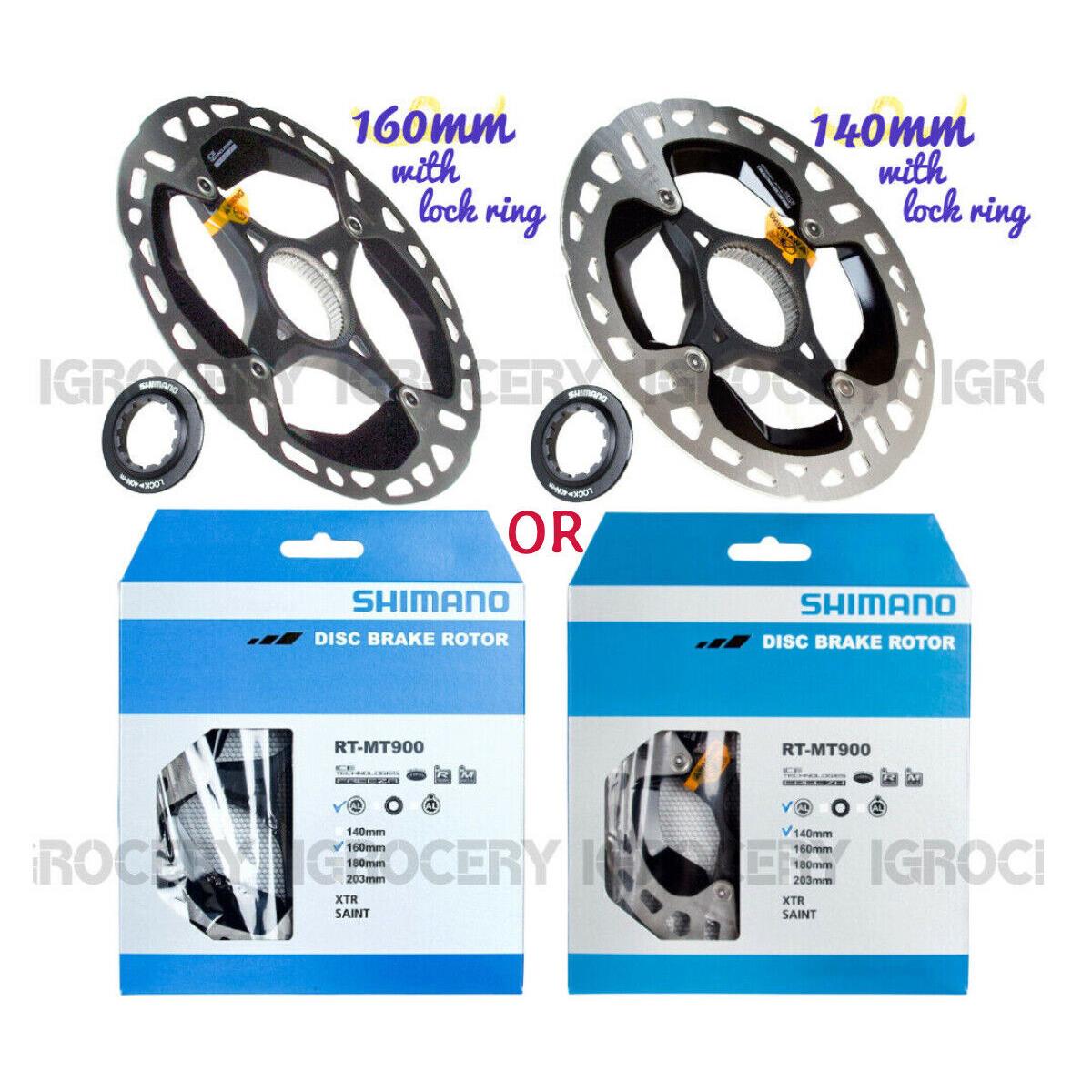 1pc Shimano RT-MT900 Disc Brake 140 or 160mm Center Lock Rotor W/lock Ring