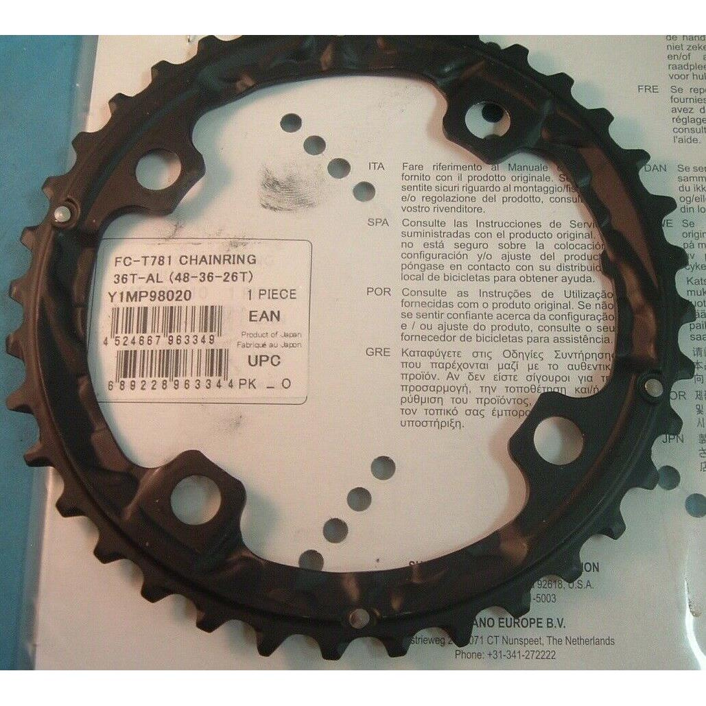 Shimano Deore XT T781 36T-AL x 104BCD / Nos Middle Chainring- 3x10-Spd- Mint