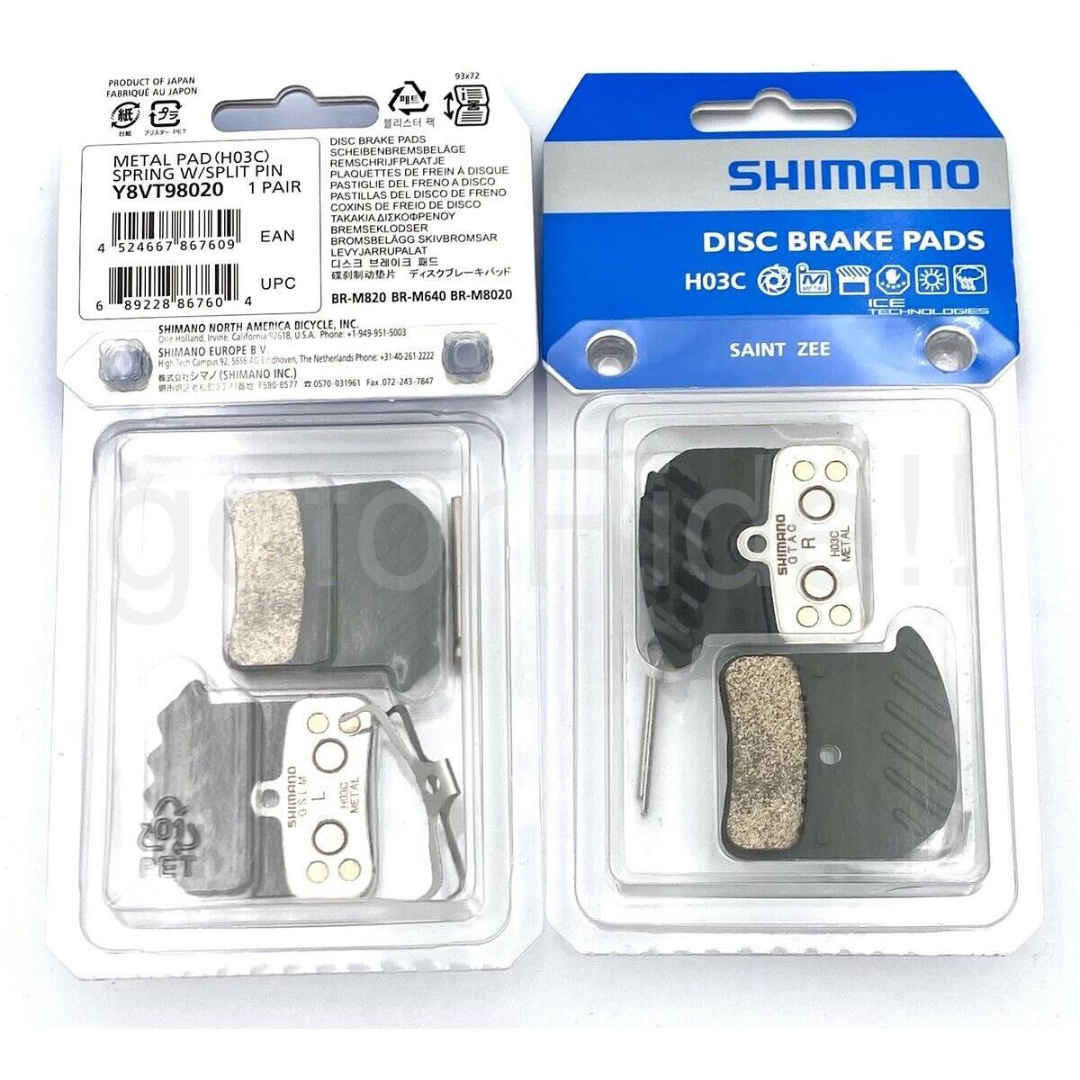 2Pr Shimano XT M8020 Saint M820 Zee M640 Metal Bike Brake Pads H03C W/f