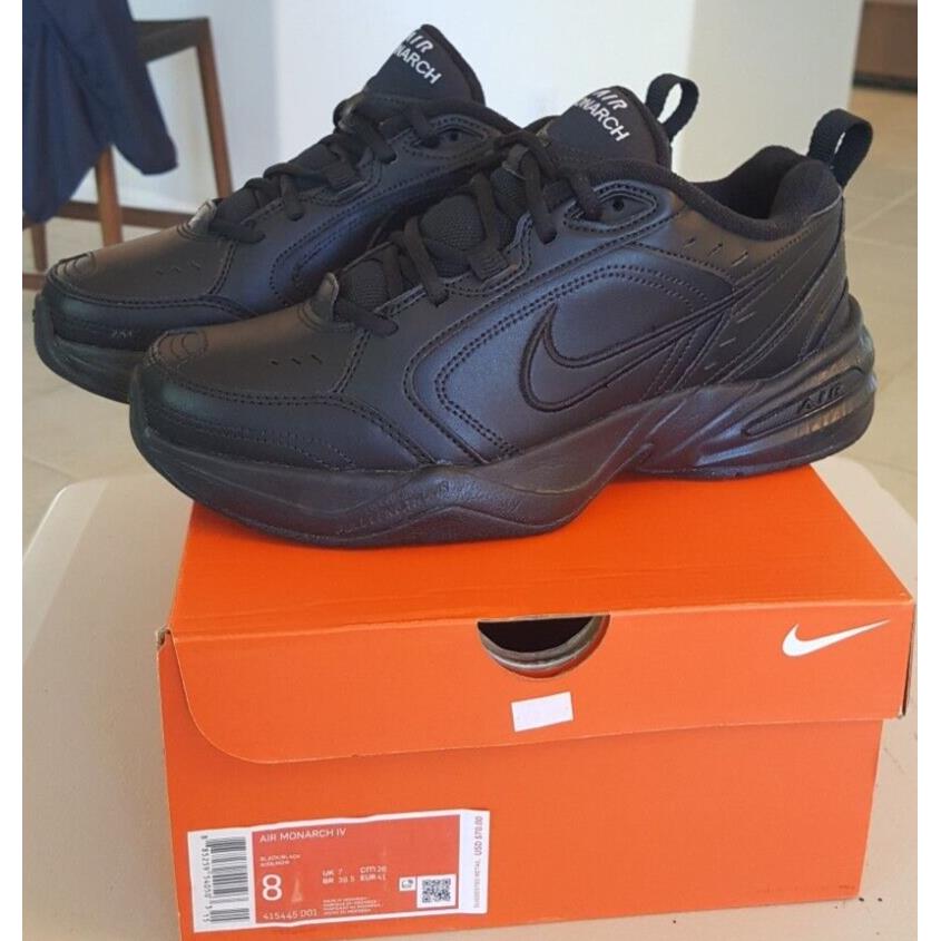 Nike Air Monarch IV Black/black Leather Walking Shoes Men Size 8
