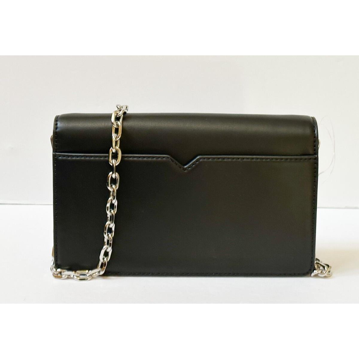 Michael Kors Cece Medium Vegan Leather Shoulder Crossbody Bag Clutch BLACK/SILVER TONED HARDWARE