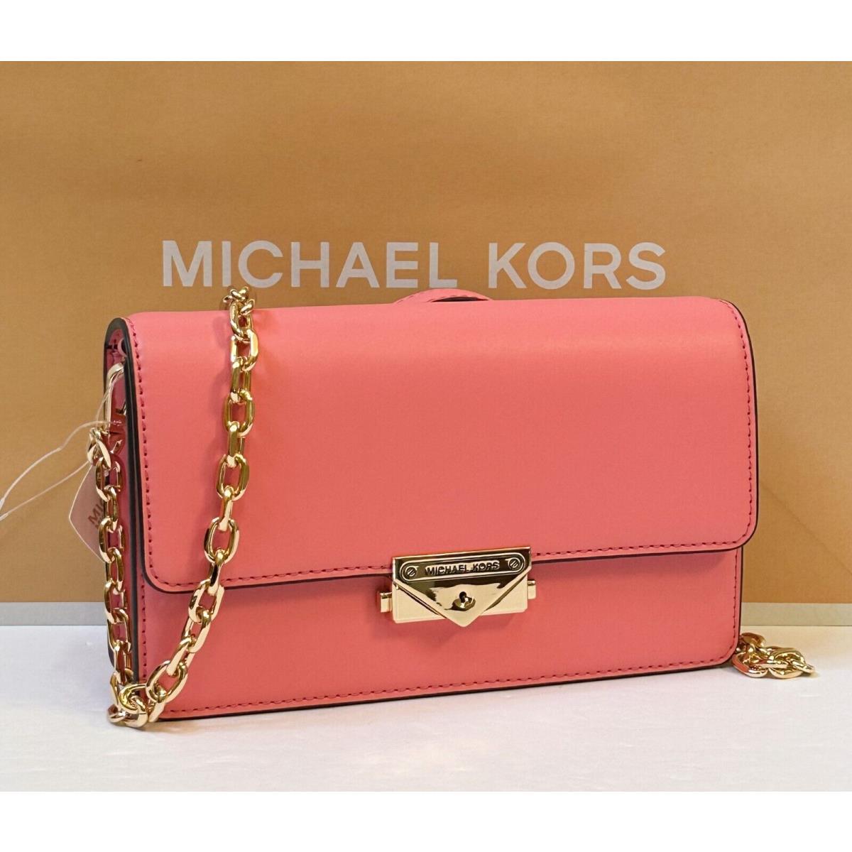 Michael Kors Cece Medium Vegan Leather Shoulder Crossbody Bag Clutch TEA ROSE