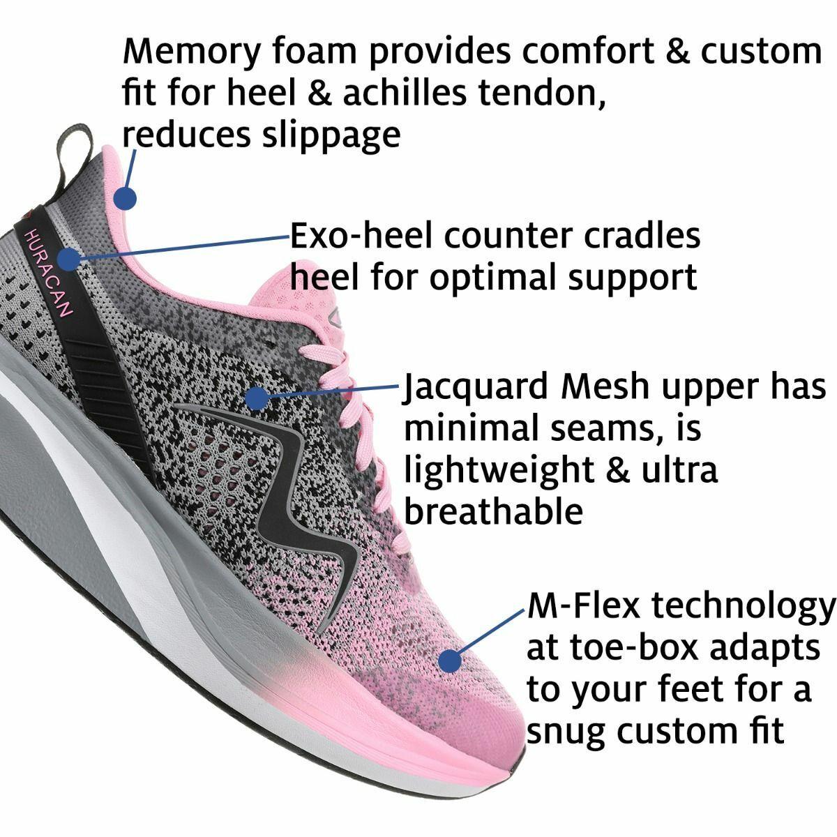 Mbt Huracan-3000 Women`s Sneaker Runner/walker Comfort Light Weight 12 Col Grey/Pink
