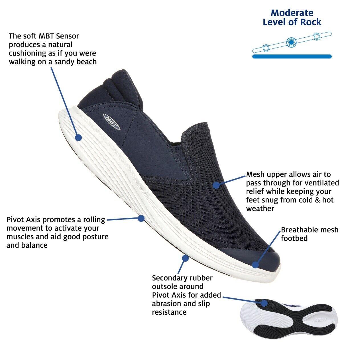 Mbt Modena Slip On Men`s Walking Shoe Ultra-light Comfort Mesh Upper 6 Colors - black, navy, black/white Manufacturer