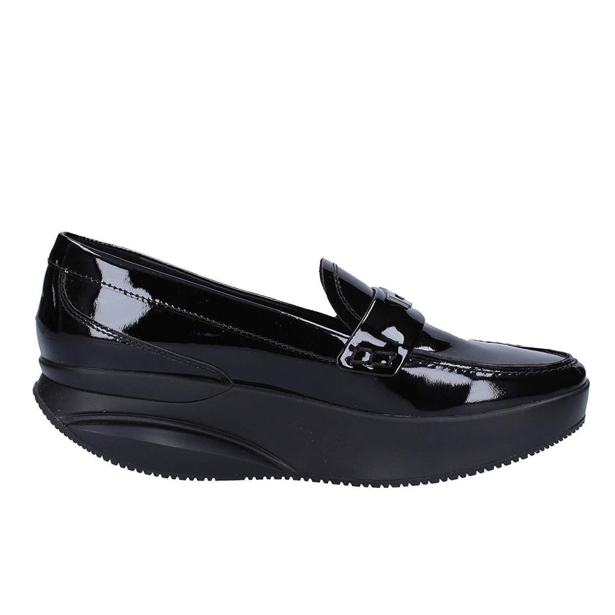 Mbt Jaha Women`s Slip-on Moc Loafer Black Patent Lthr W/ Rocker Sole Comfort
