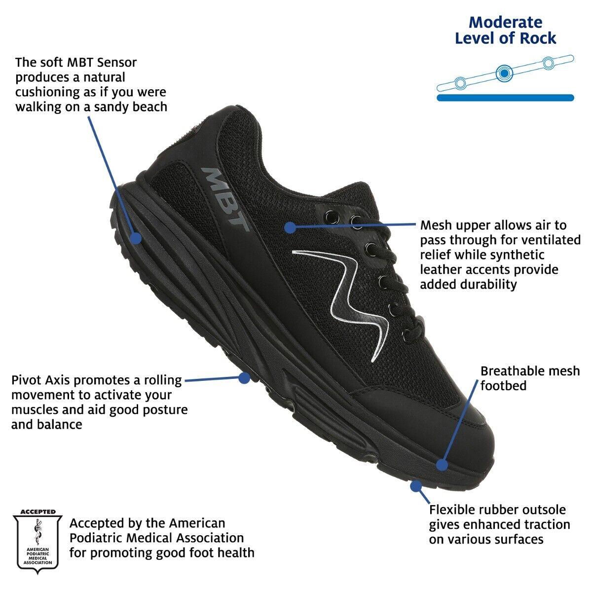 Mbt Mens Sport 1 Walker Long Distance Walking Shoe Light/comfort 2 Colors BLACK-702838-03Y