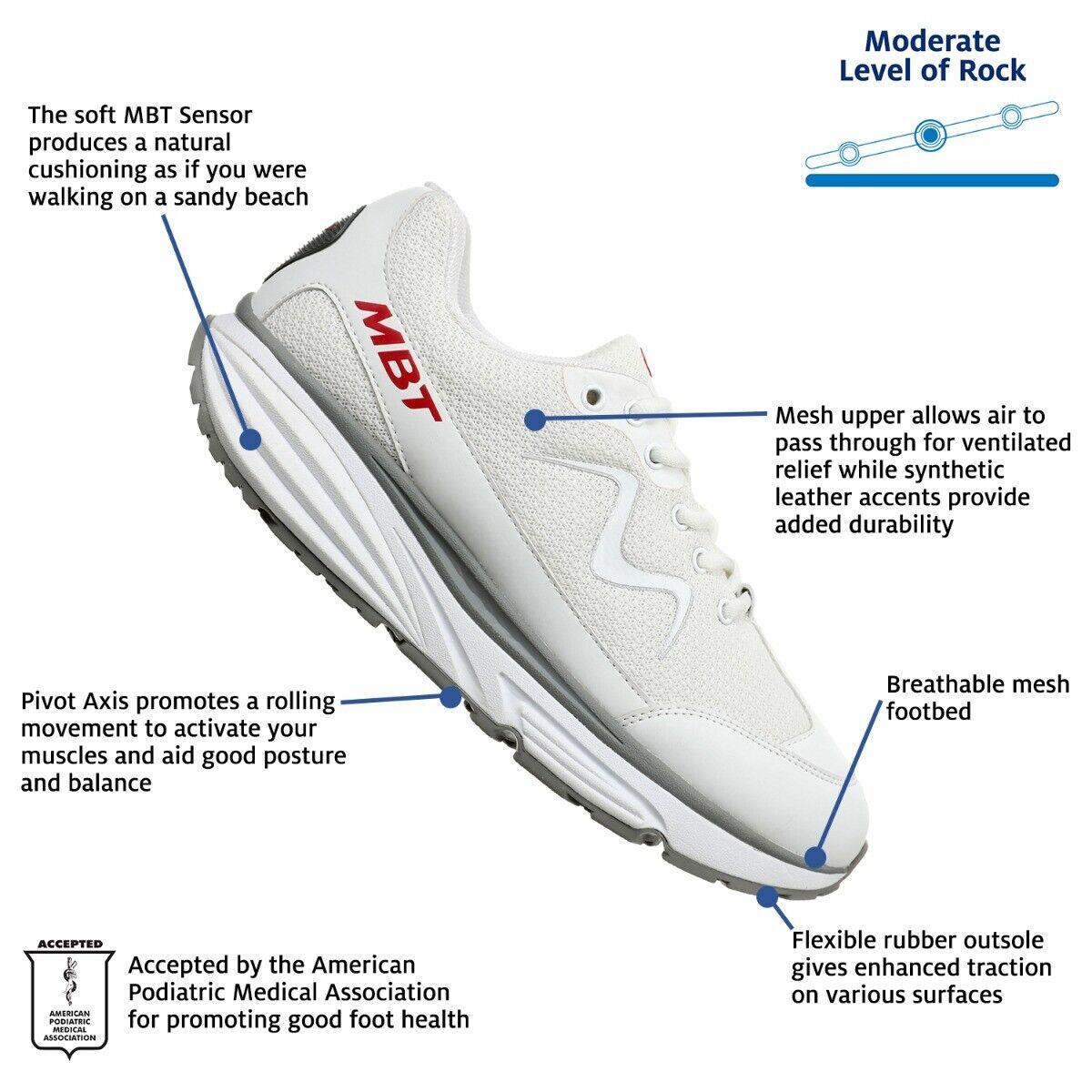 Mbt Mens Sport 1 Walker Long Distance Walking Shoe Light/comfort 2 Colors WHITE-702838-16Y