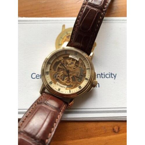 Rotary Swiss Skeleton Limited Edition Automatic Gold Watch + Winder GS00005/03