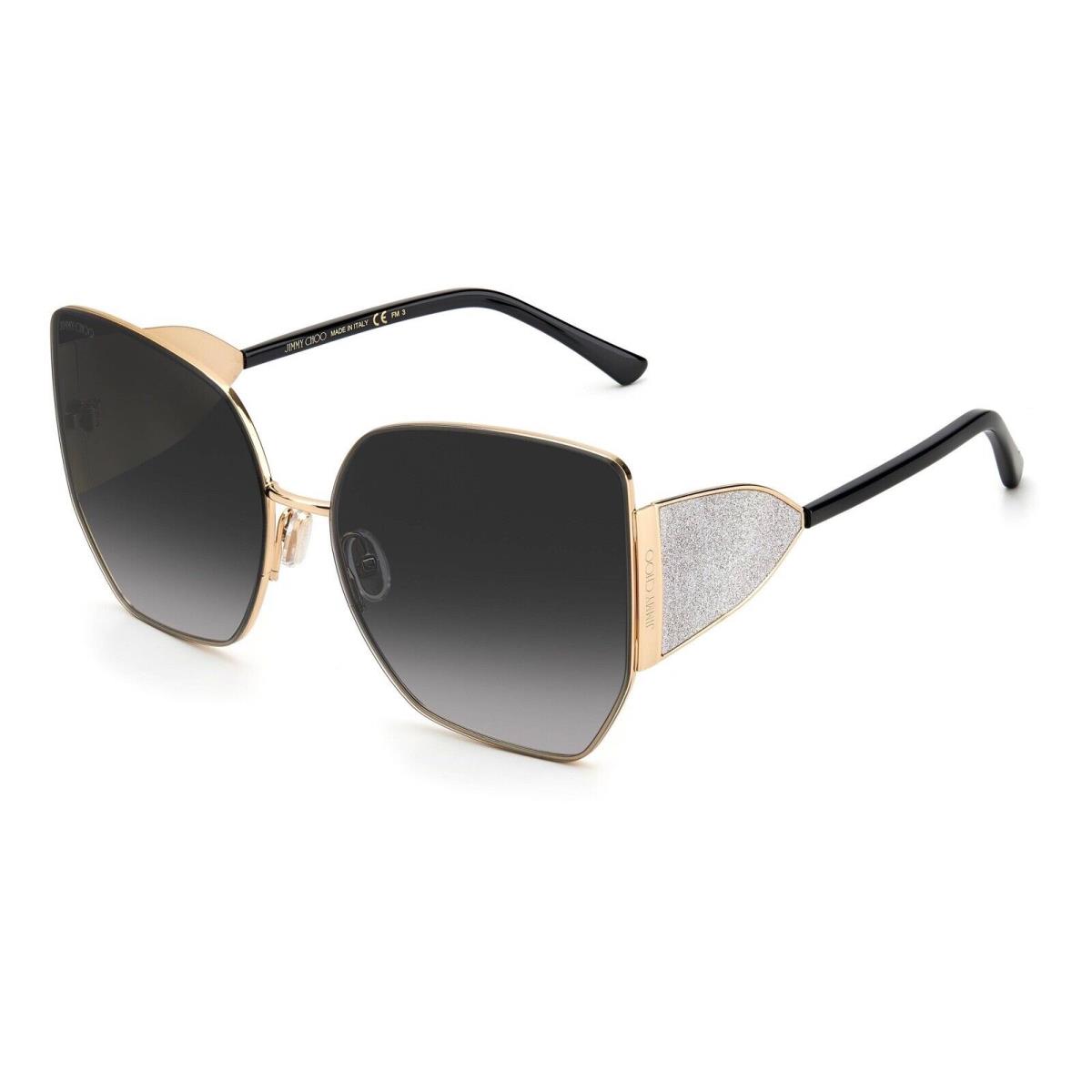 Jimmy Choo River/s 2M2/90 Black Gold Women Sunglasses Cat Eye