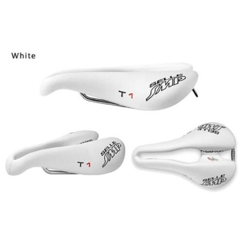 Selle Smp Triathlon Bicycle Saddle Seat - T1 with Steel Rails White
