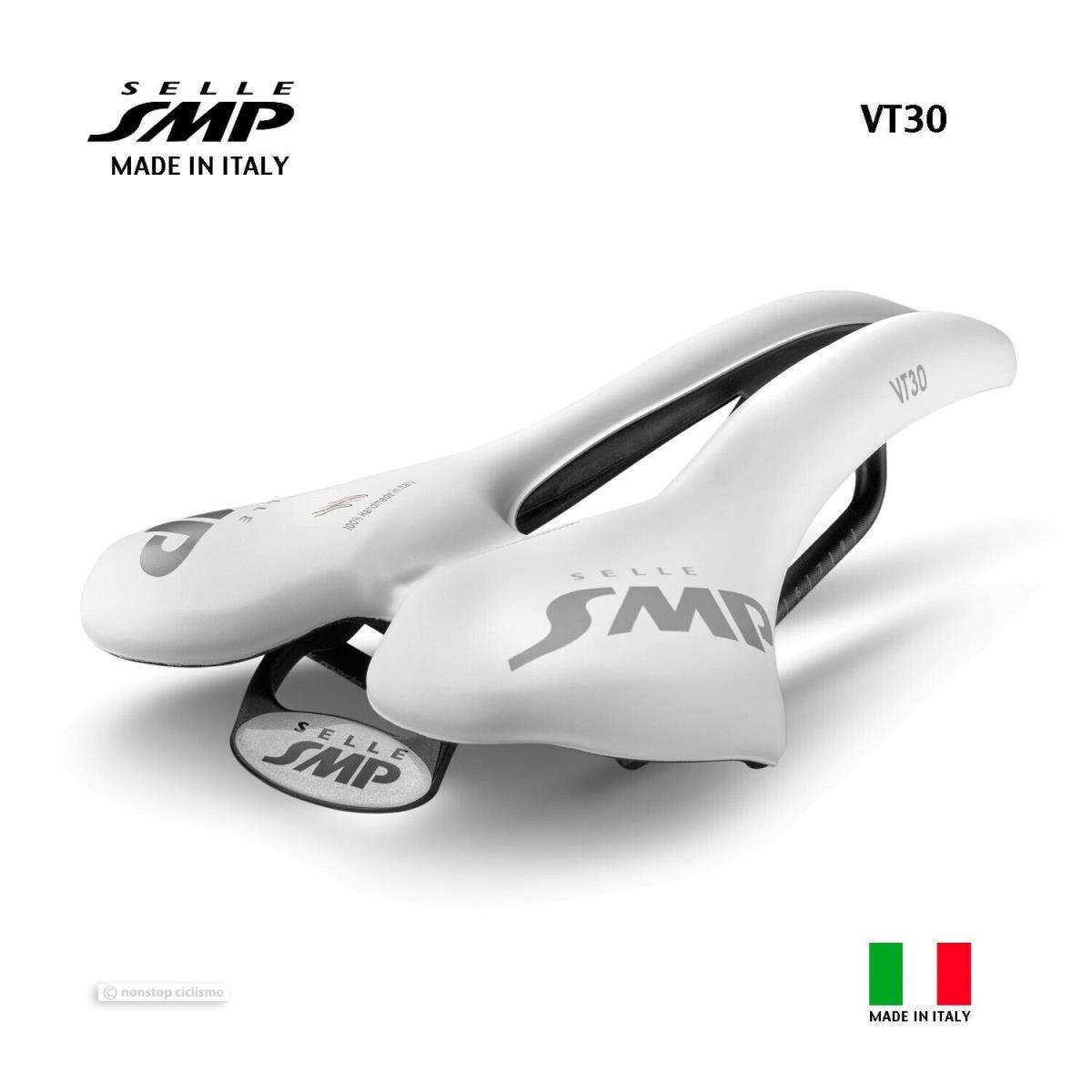 Selle Smp VT30 Saddle : Velvet Touch White - Made IN Italy