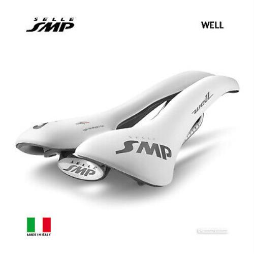 Selle Smp Well Saddle Road Mtb Bicycle Seat : White - Made IN Italy