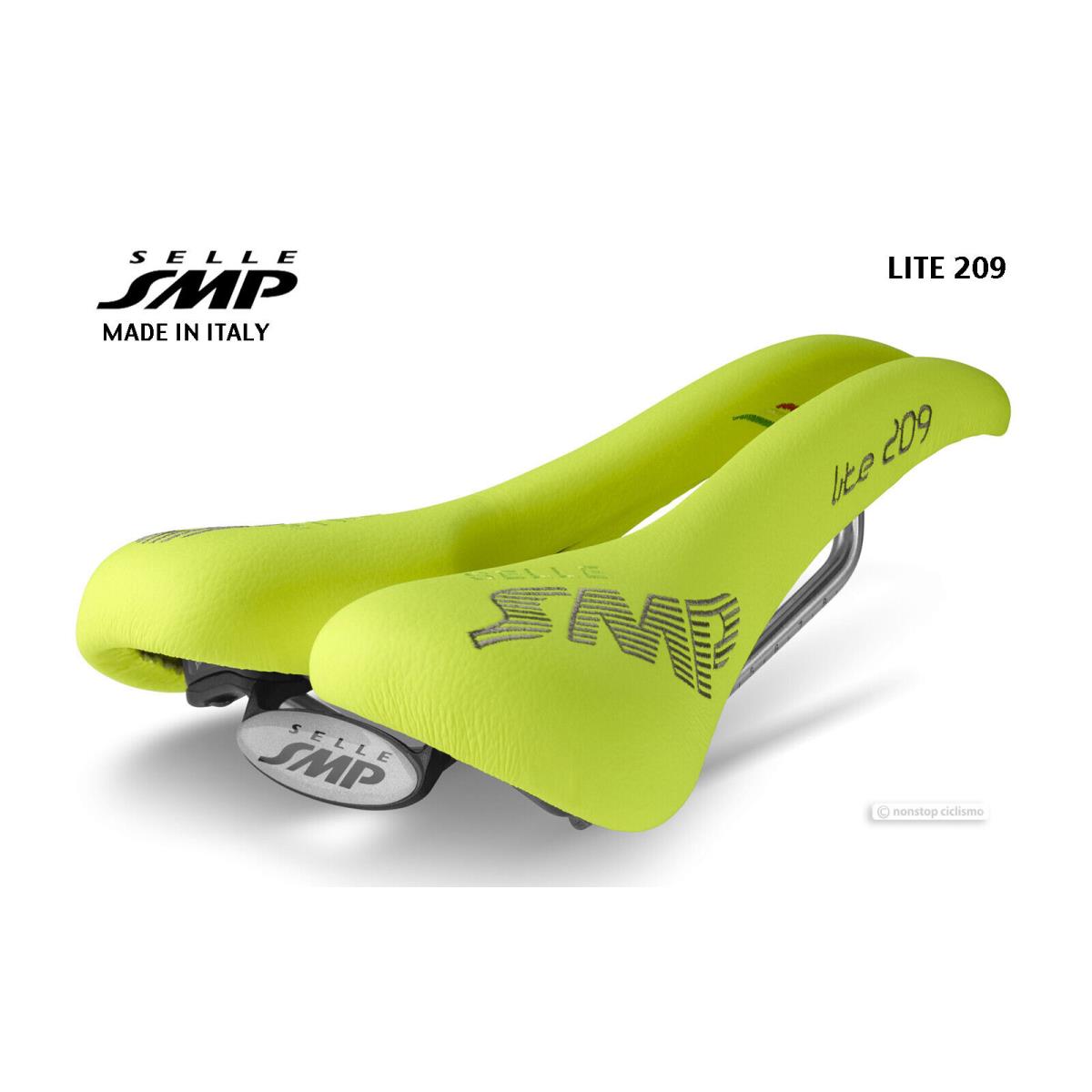 Selle Smp Lite 209 Bicycle Saddle : Yellow Fluo - Made IN Italy - Flourescent Yellow