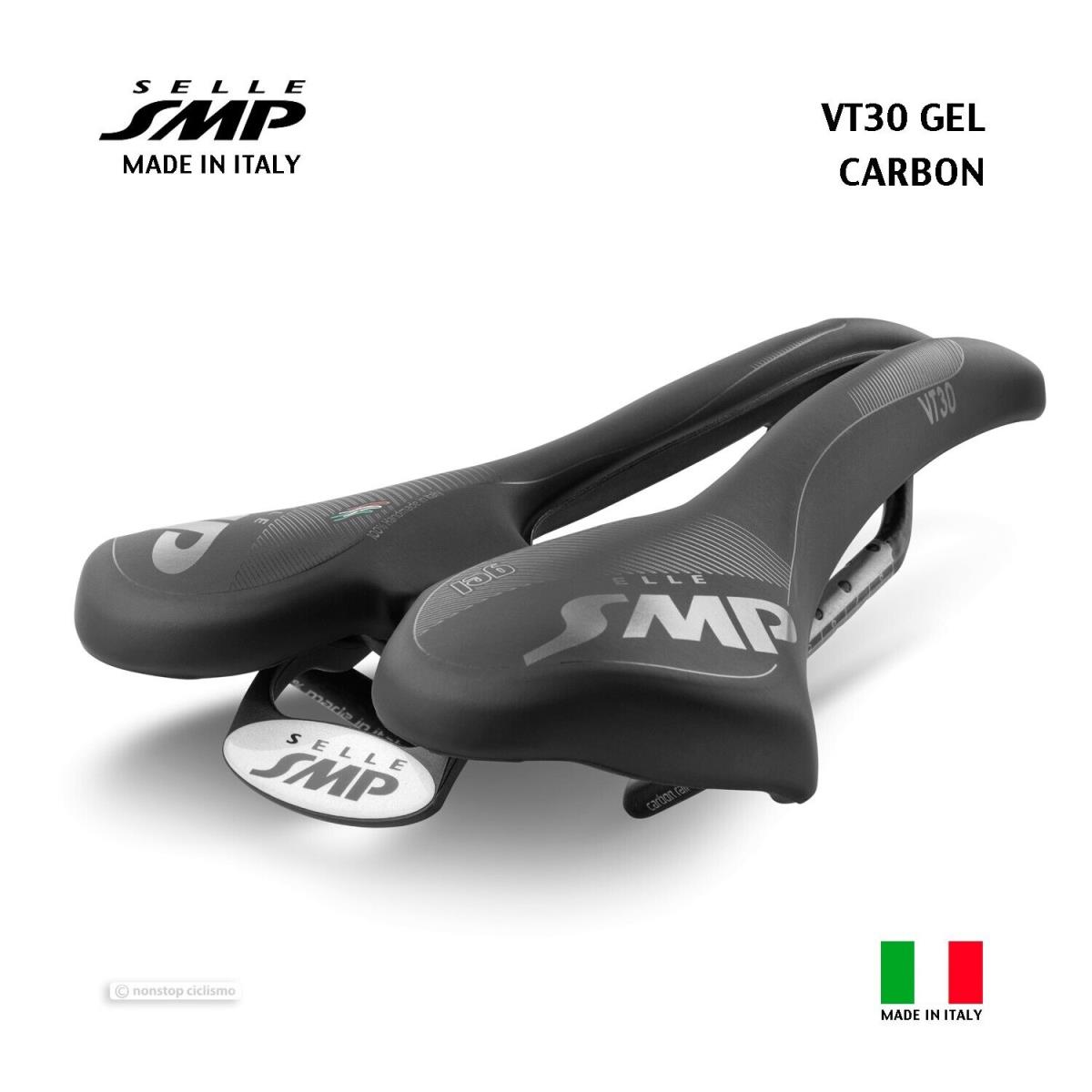 2023 Selle Smp VT30 Gel Carbon Saddle : Velvet Touch Black - Made IN Italy