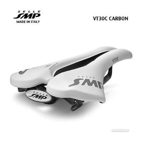 Selle Smp VT30C Carbon Saddle : Velvet Touch White - Made IN Italy