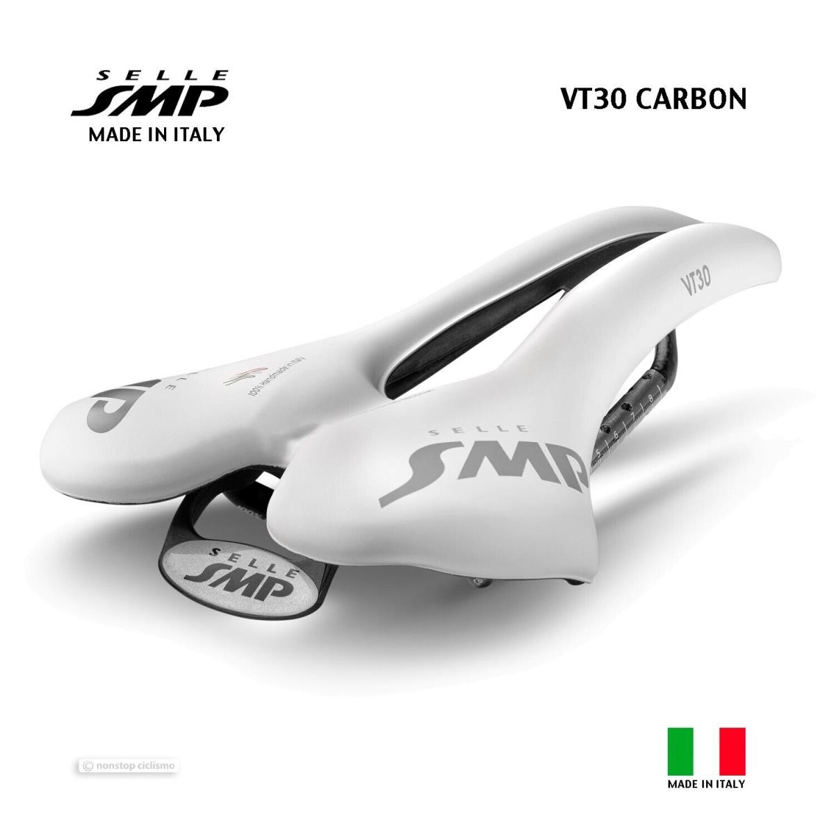 2023 Selle Smp VT30 Carbon Saddle : Velvet Touch White - Made IN Italy