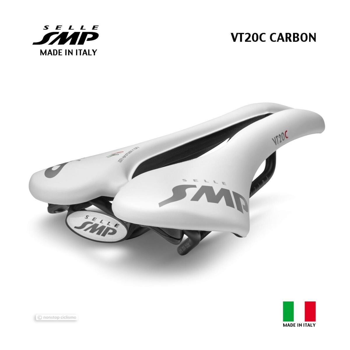 2023 Selle Smp VT20C Carbon Saddle : Velvet Touch White - Made IN Italy