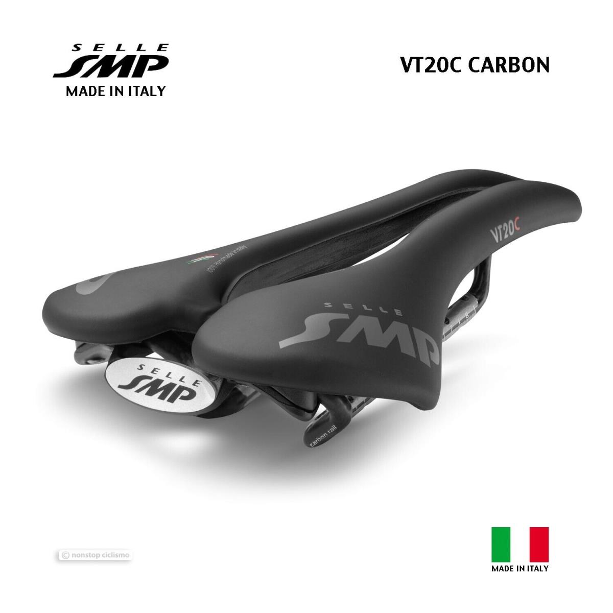 2023 Selle Smp VT20C Carbon Saddle : Velvet Touch Black - Made IN Italy