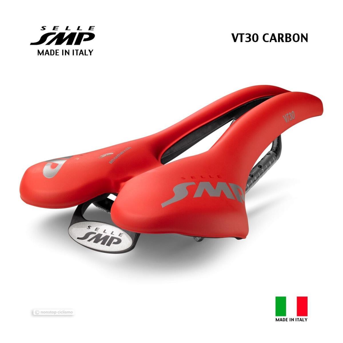 2023 Selle Smp VT30 Carbon Saddle : Velvet Touch Red - Made IN Italy