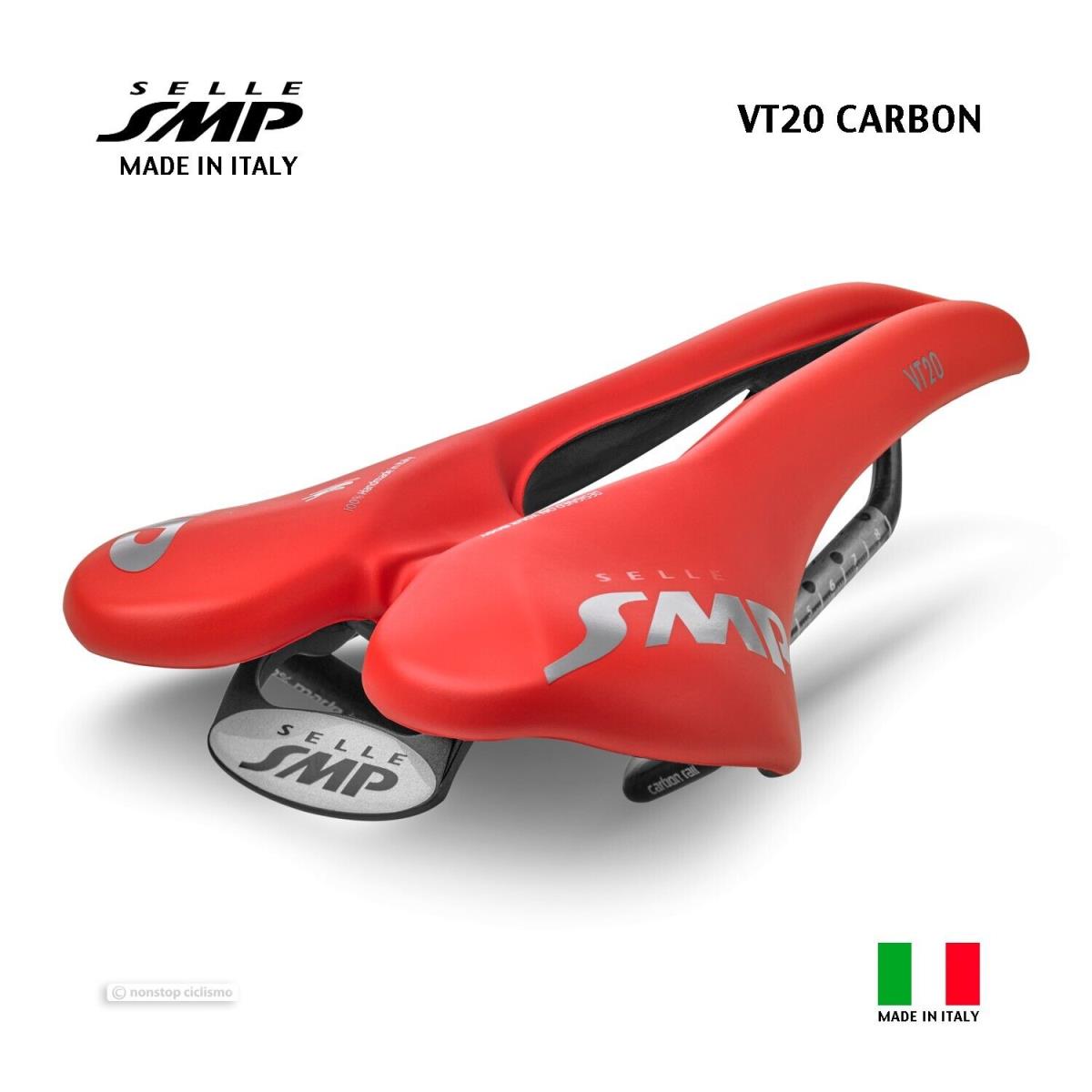 2023 Selle Smp VT20 Carbon Saddle : Velvet Touch Red - Made IN Italy