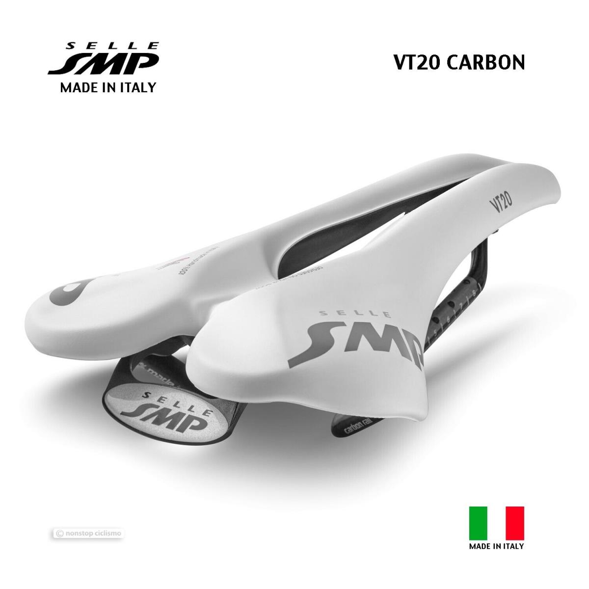2023 Selle Smp VT20 Carbon Saddle : Velvet Touch White - Made IN Italy