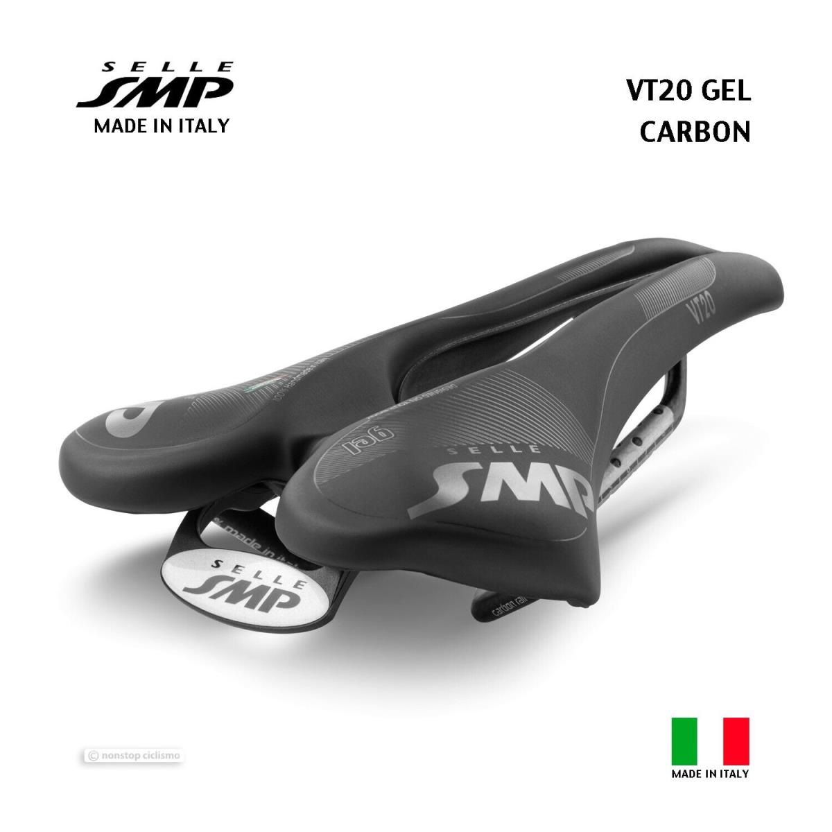 2023 Selle Smp VT20 Gel Carbon Saddle : Velvet Touch Black - Made IN Italy