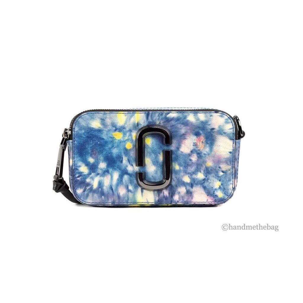 Marc Jacobs The Snapshot Bag Watercolor Blue Printed Leather Shoulder Bag Purse