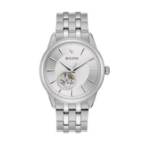 Bulova Classic Mens Automatic Silver Dial Stainless Steel Watch 96A243