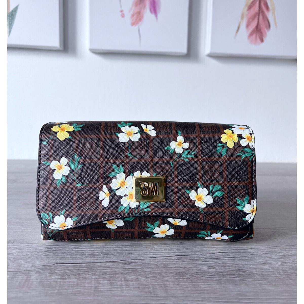 Steve Madden Purse Btory Crossbody Clutch Bag - Brown Floral Print