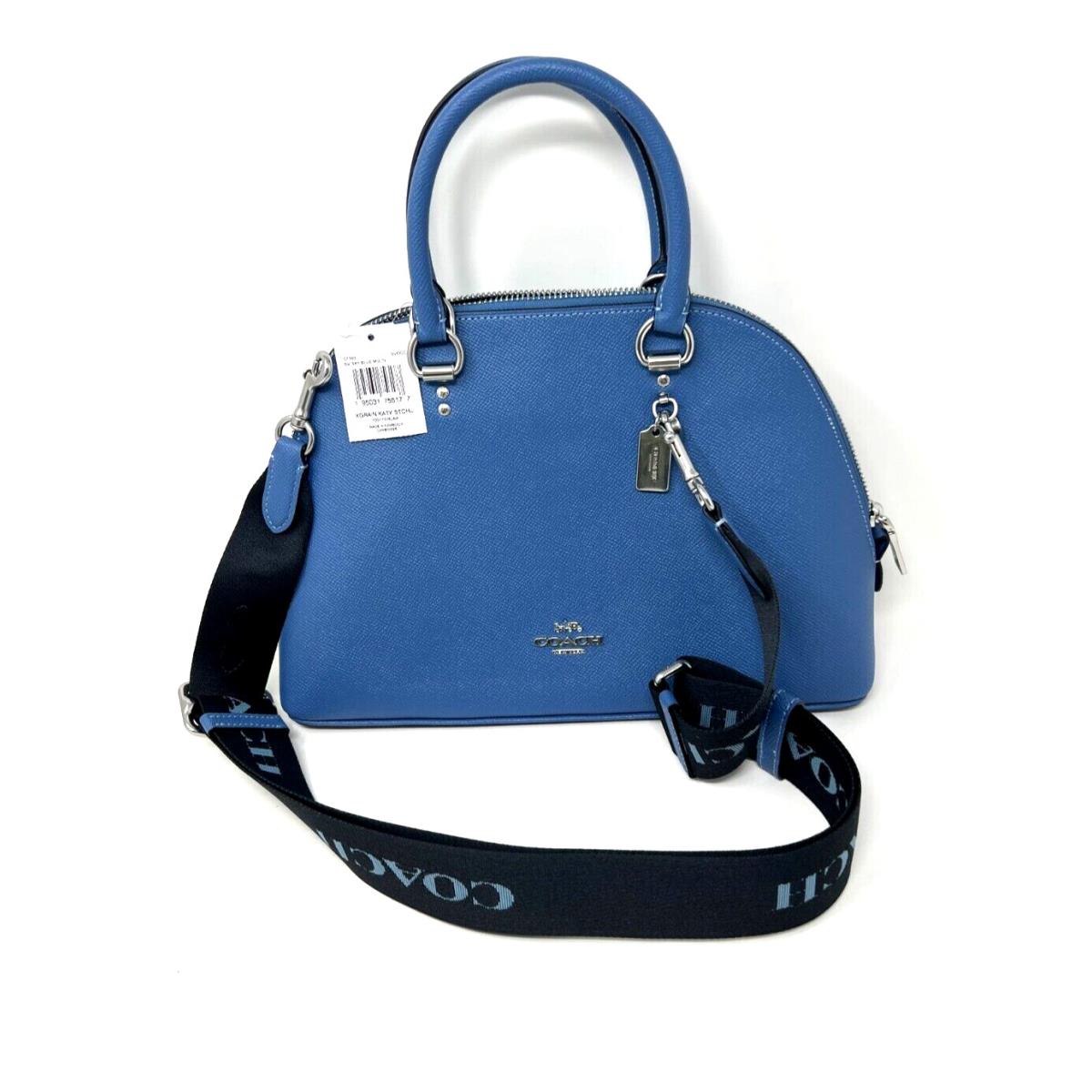 Coach Women`s Katy Satchel Crossbody Sky Blue Crossgrain Leather CF393 Bag