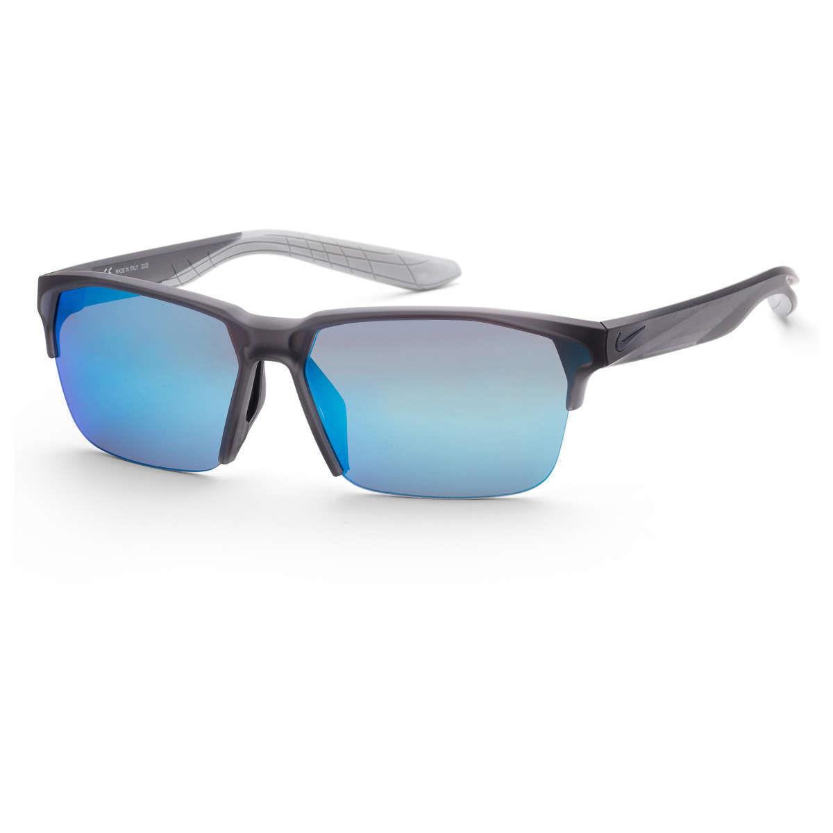 Nike Men`s Maverick Free Rectangular Sport Sunglasses Matte Dark Gray - Frame: Matte Dark Gray, Lens: Blue