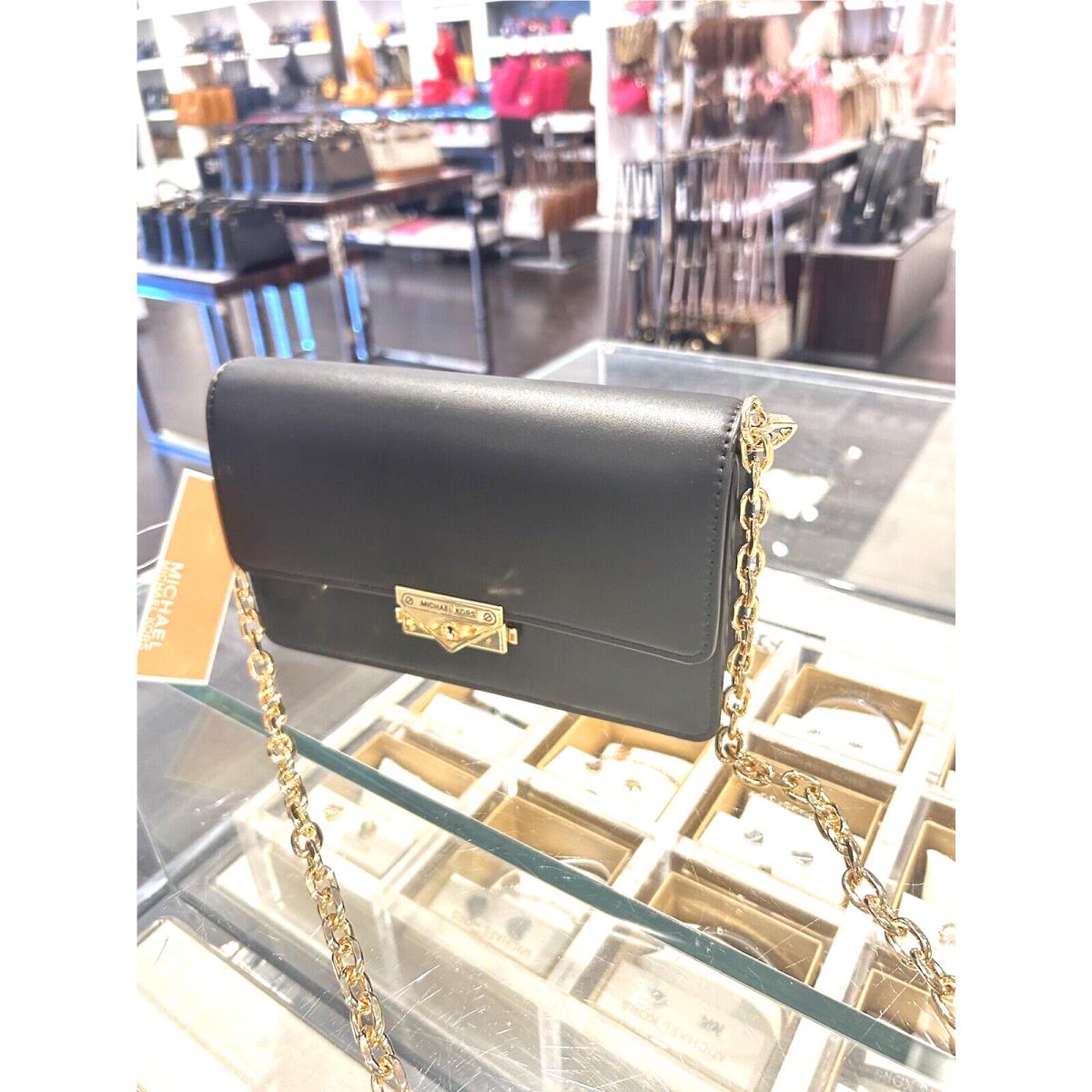 Michael Kors Cece Medium Flap Vegan Leather Shoulder Crossbody Clutch Bag Black