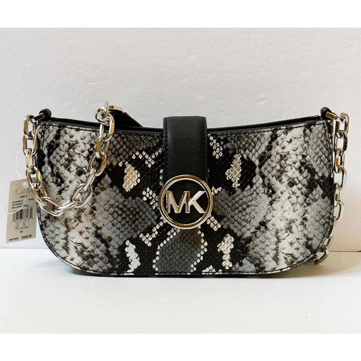 Michael Kors Carmen Small Pouchette Shoulder Bag Exotic Print Black Multi