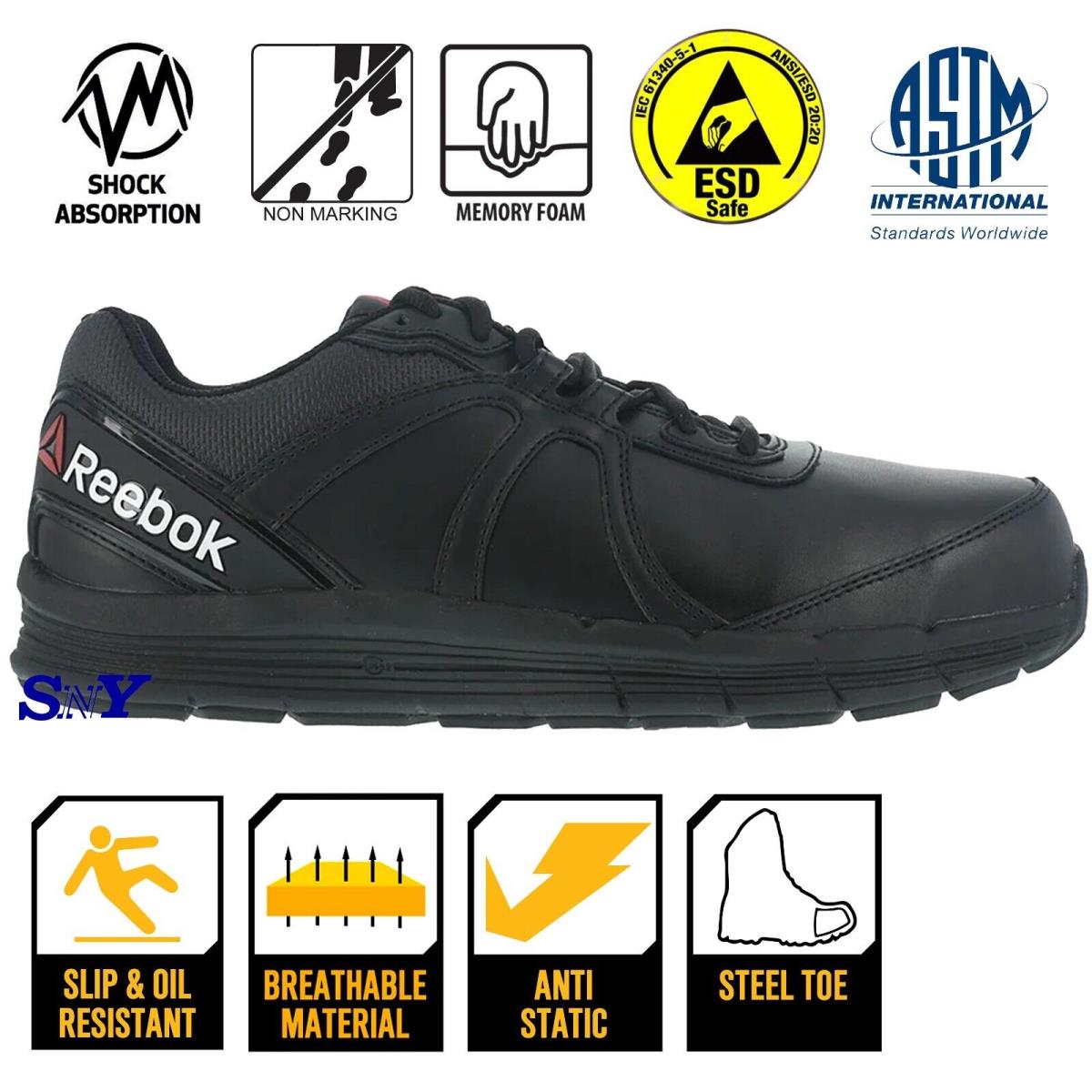 Reebok Men`s Steel Toe Slip Static Resistant Rubber Outsole Work Shoes SD Astm